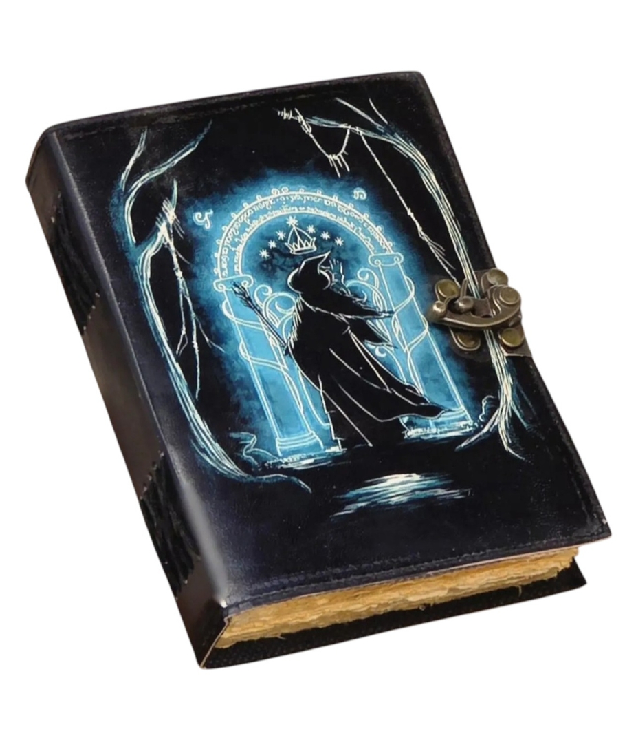 Doors of Durin from Tolkien Lord of the Rings - Handmade Leather Journal Book of Shadow fantasy journal wedding guest book gift for him/her.